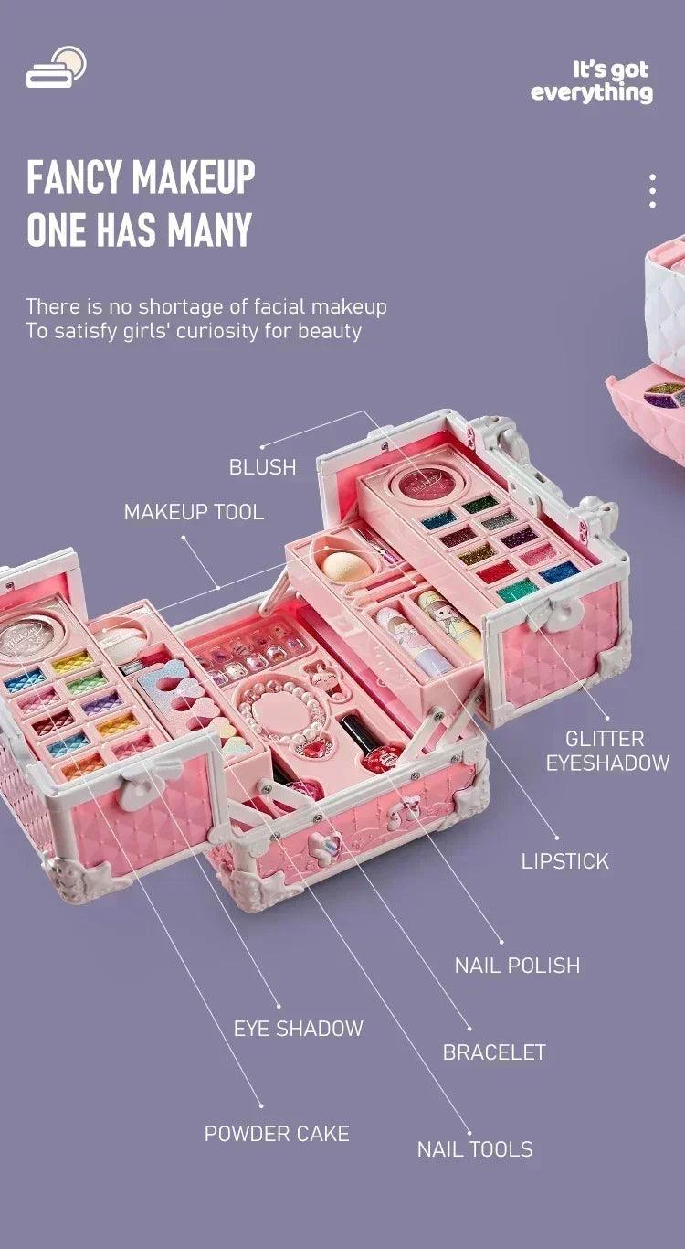 Kids makeup kit little girls 49 pcs washable real girl princess