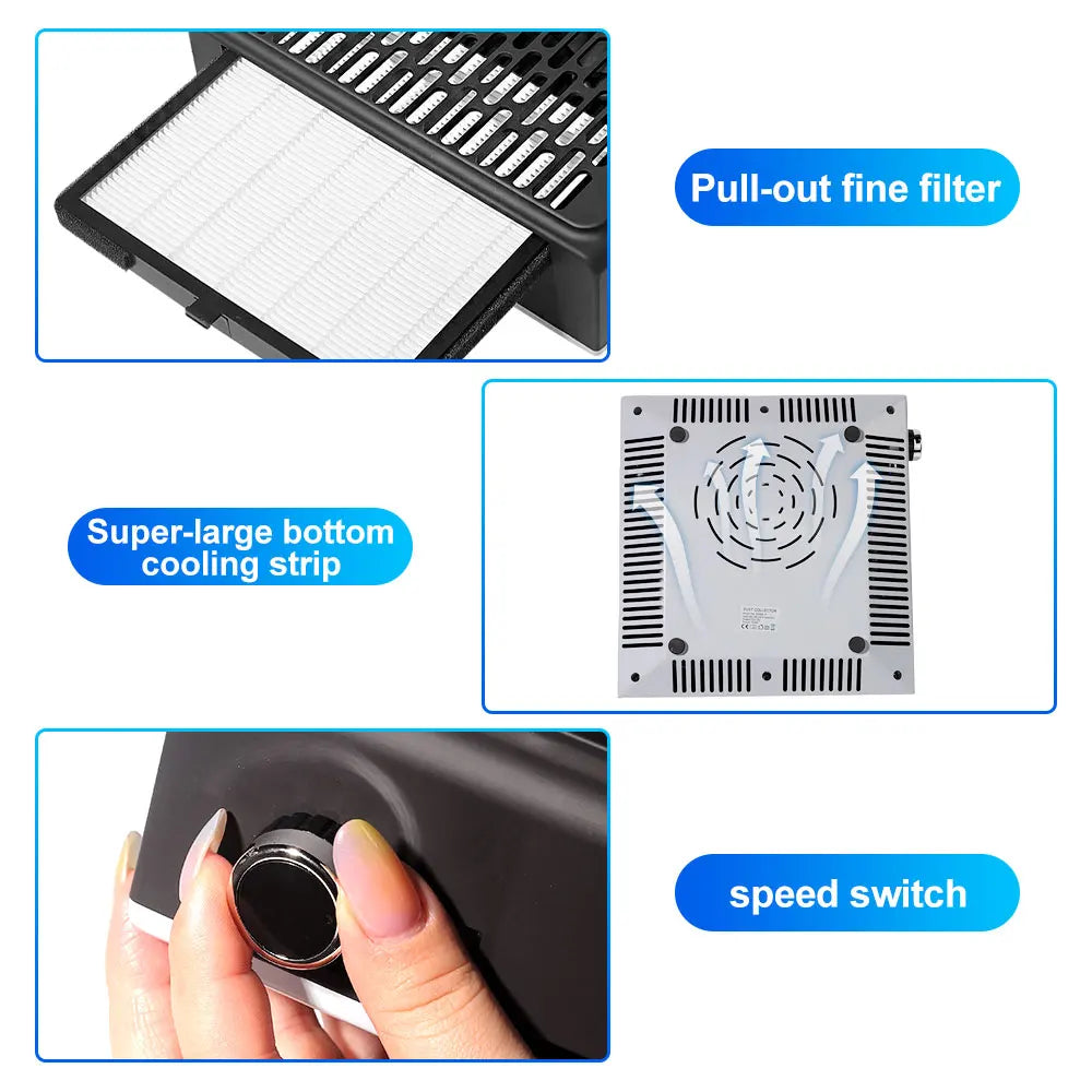 Powerful Nail Dust Vacuum Professional Nail Dust Collector with Reusable Filter Reduces Dust Nail Salon Tools