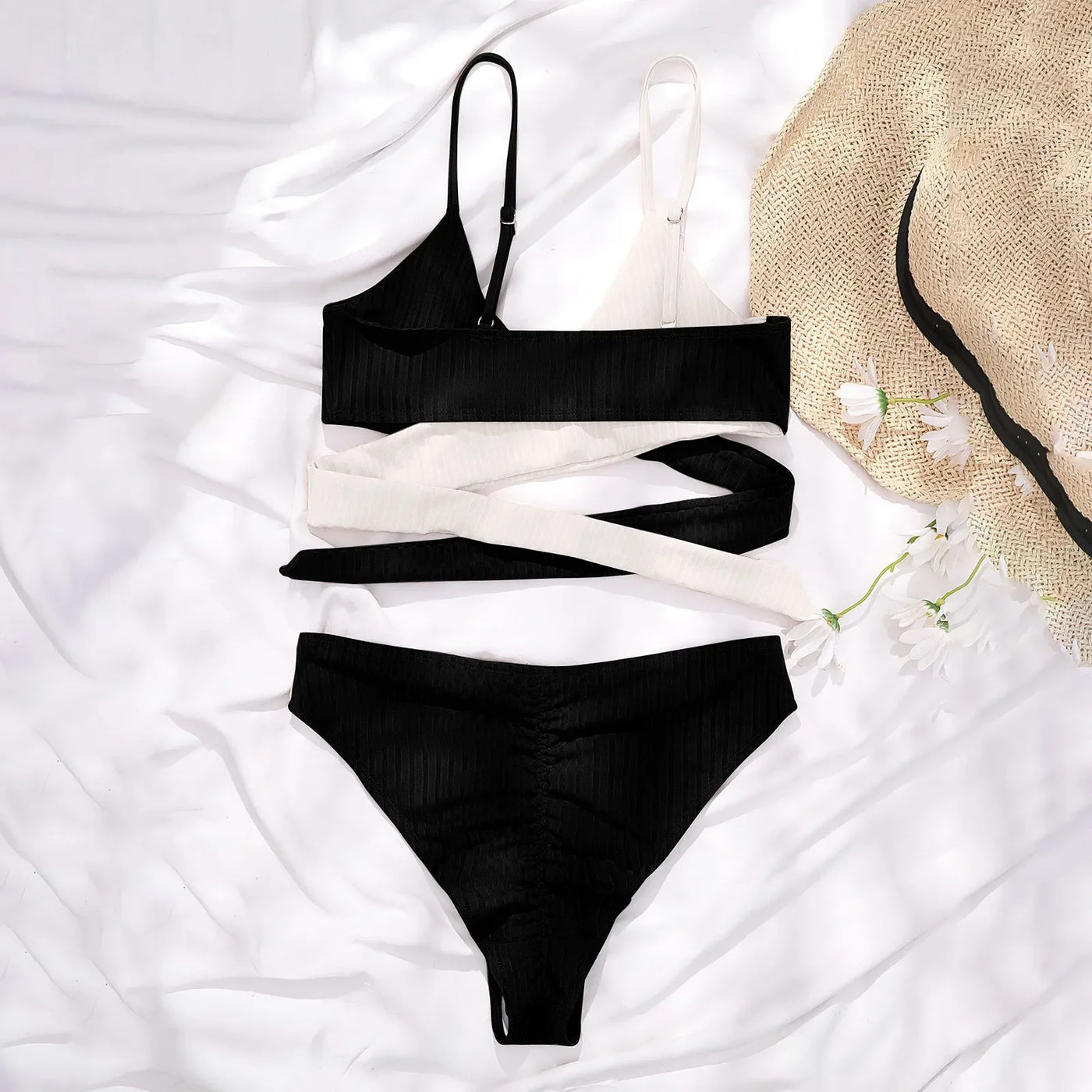 Summer Ladies Sexy High Waist Print Two Piece Bikini Sets Biquini Women Swimsuit Clothing Set Color Block Mujer Swimwear Suits