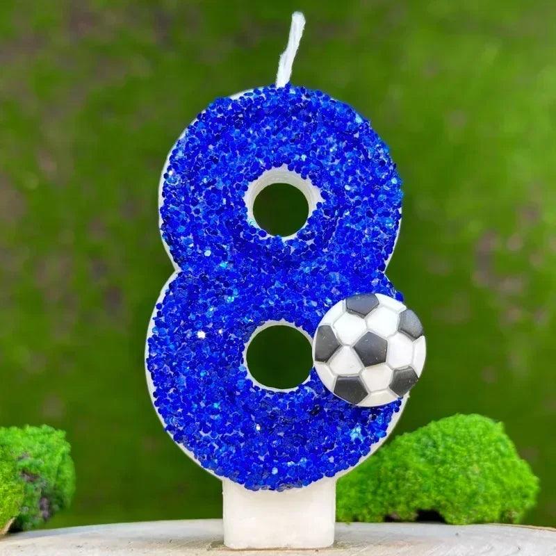 Blue football cake candle 0-9 number party decorative birthday decoration topper