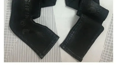 Fashion Original Luxury Boyfriend Black Harajuku Stretch Designer Eagle Printed Cowboy Graphic Jeans for Men Denim Trousers Male