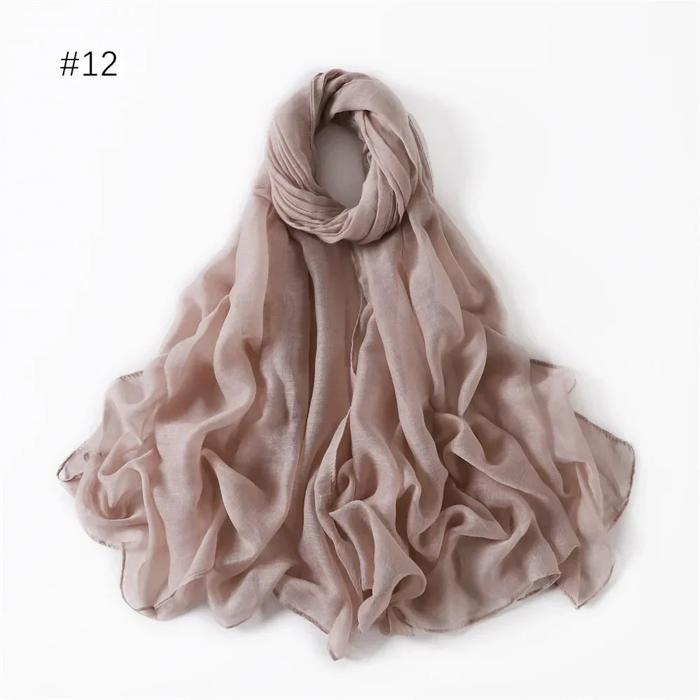 New Cotton Linen Scarf For Women Girls Students Autumn Classic Solid Color Scarves Retro Soft Foulard Viscose Female Wrap Shawls