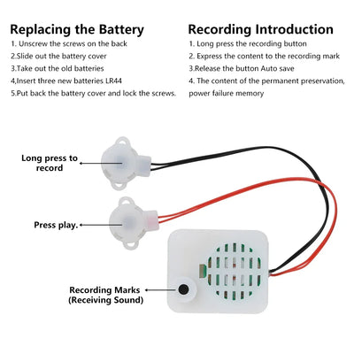 60-Second Recorder Sound Recording Module Two-Button Recorder One Record And One Play Plush Toy Voice Message Recorder Voice Box