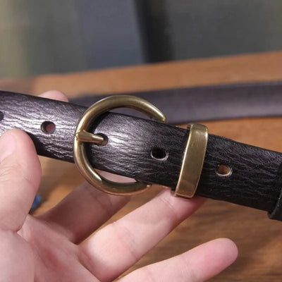 Genuine Leather Brass Buckle Belt for Women | Jeans Casual Dress |  Ladies Designer Trendy Belts Waistband