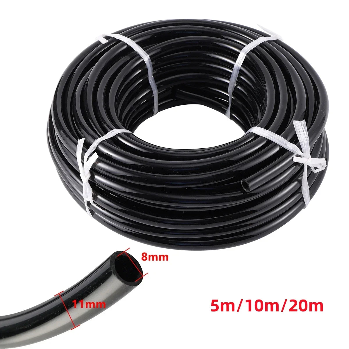 Garden Irrigation Black Hose Gardening Watering Hose 8/11 mm Flexible Water Pipe 5m/10m/20m 3/8" Pipe with Quick Connector 1 Set