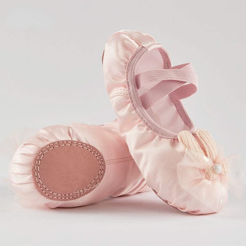 Children's Dance Shoes Soft-Soled Ballet Shoes For Girl Satin Cat Caws Free Lace-up Rabbit Stage Performance Dance Shoes New