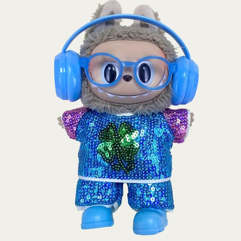 For LABUBU Clothes Handmade Sequins, two-piece tops and trousers labubu accessories Headphones Shoes Accessories (no dolls)