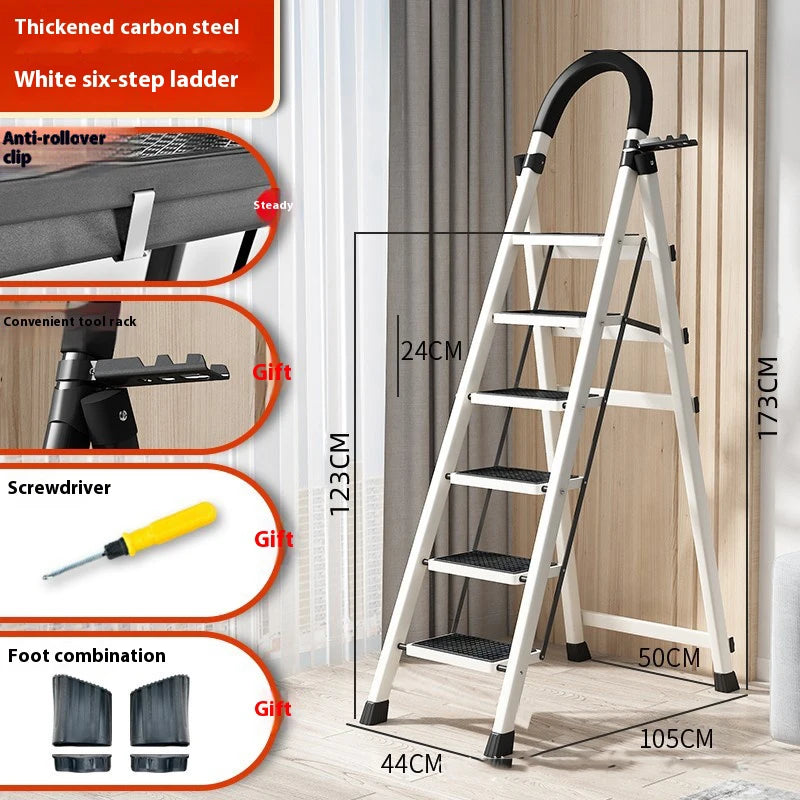 Adjustable Zigzag Folding Ladder 3 4 5 6 Step Thickened Carbon Steel Engineering Ladder Stable Climbing Tool for Home And Garden