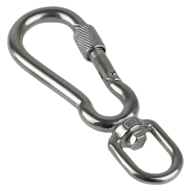 Stainless Steel Hook with Swivels for Dog Collar Carabiner with Swivels Joint Bolted Carabiner for Pet Leashes/Camping Tent