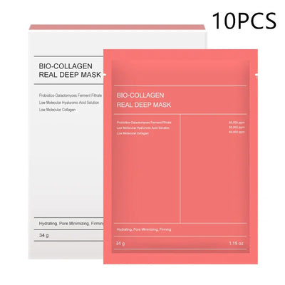 1-10Pcs Bio Collagen Face Mask Shrink Pores Deep Hydrating Overnight Mask Moisturizing Refreshing Brightening Face Skin Care - Elanique
