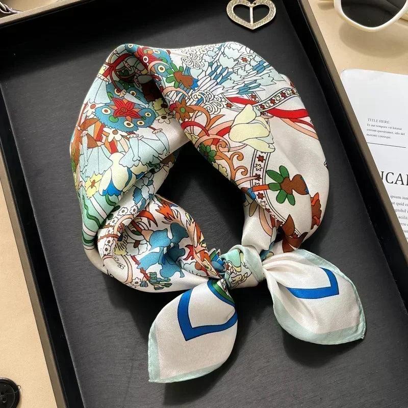 100% real silk square neck tie shawls scarf women female hijab bandana