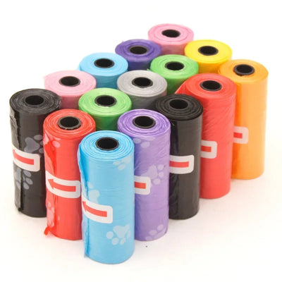 1 Roll Pet Poop Bags Disposable Dog Waste Bags Bulk Poop Bag Dispenser Bags with Paw Prints Garbage Bag - Elanique