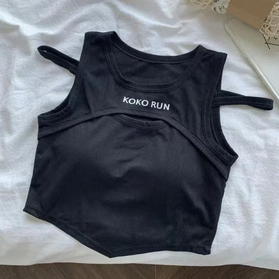 Women Knitting Irregular Tank Tops