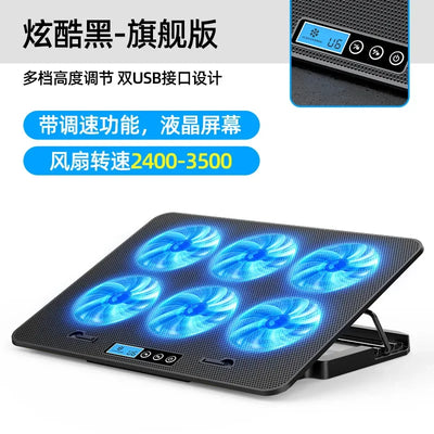 12-17 Inch Laptop Cooling Pad - 6 Quiet Fans Portable Air Cooler for Notebook Gaming with Stable Stand USB