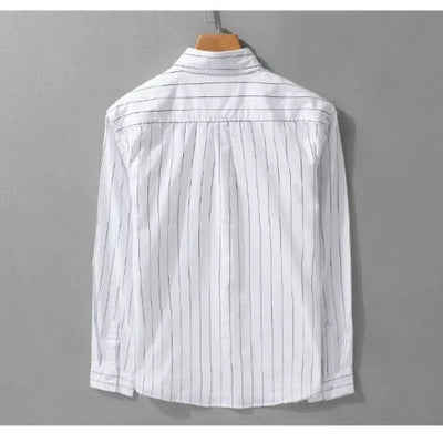 Polo Neck Striped Plus Size High Street Blouse Men's Spring Autumn Ong Sleeve Loose Fashion Shirt Tops Trend Korean Men Clothing