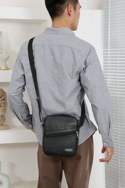 Men‘s PU Shoulder Bag Messenger Bag Casual Waterproof Nylon Zipper Pocket Handbag Fashion Tote Travel Male Crossbody Bags
