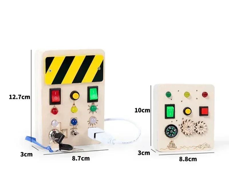 Montessori busy board sensory toys wooden with led light switch control travel activities children games for 2-4 years