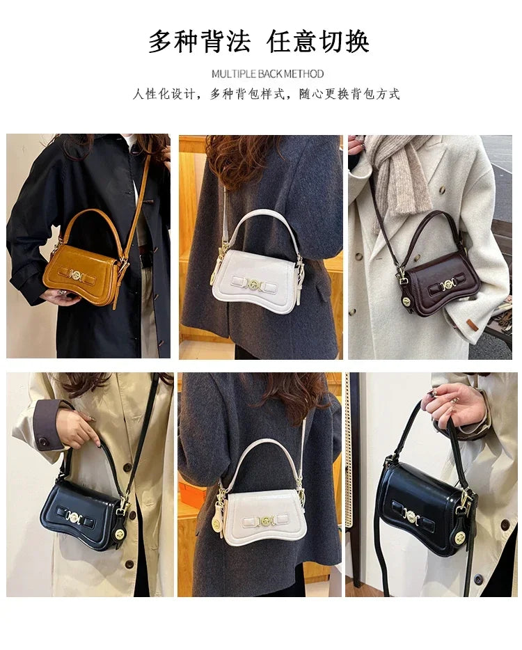 Designer Style Crossbody Bag for Women Genuine Leather Shoulder Handbag Ladies Compact Wallet Phone Holder Purse