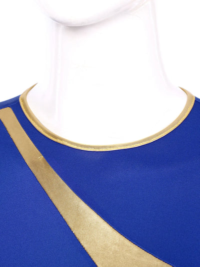 Women Church Choir Worship Liturgical Dress Modern Lyrical Dance Waltz Stage Performance Costume Long Sleeve Metallic Shiny Gown