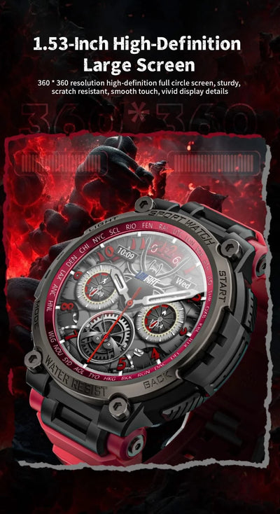 LOKMAT New ATTACK MAX Sport Rugged Smart Watch BT Calls Waterproof Military Smartwatches Heart Rate Monitor Fitness Tracker