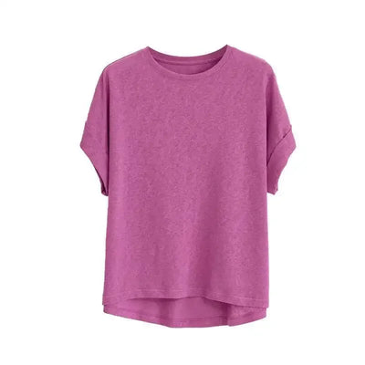 Women's Linen Round Neck Transparent Tops