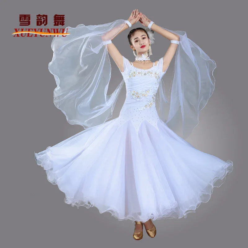 2025 Newest Woman Ballroom Dance Competition Dress Dance Ballroom Waltz Standard Dance Dress Women Ballroom Dress 009