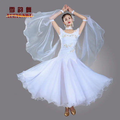 2025 Newest Woman Ballroom Dance Competition Dress Dance Ballroom Waltz Standard Dance Dress Women Ballroom Dress 009