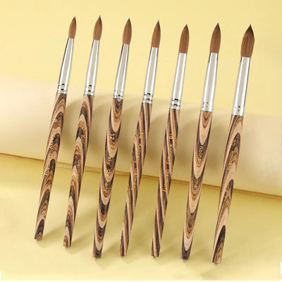 Prue Kolinsky Acrylic Nail Brush Oval Round Head Spliced Wood Handle Professional Salon Quality for Acrylic Powder Size 8-20#