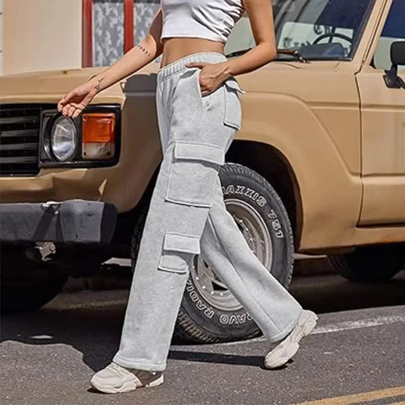 Womens Cargo Pants Sweatpants Women High Waisted Sweatpants Jogging Baggy Pants Slacks Multi Pockets 2025