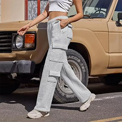 Womens Cargo Pants Sweatpants Women High Waisted Sweatpants Jogging Baggy Pants Slacks Multi Pockets 2025