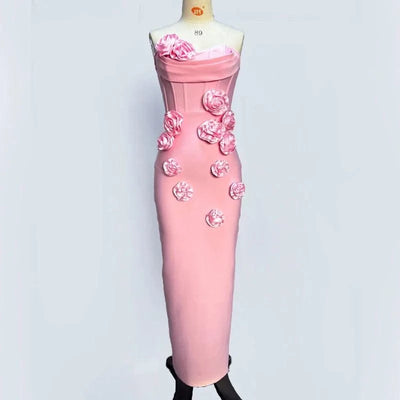 Pink Red Women Off the Shoulder Florals Bodycon