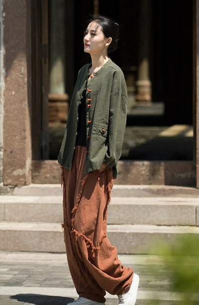 Women's Literary Vintage Ramie Linen Tops