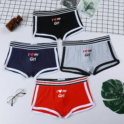 Sexy Couples Lovers Cotton Underwear I LOVE MY GIRL Men Boxer Shorts Homme Lingerie Women's Panties Cotton Underwears Boxers