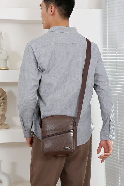 Men‘s PU Shoulder Bag Messenger Bag Casual Waterproof Nylon Zipper Pocket Handbag Fashion Tote Travel Male Crossbody Bags
