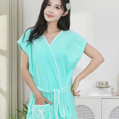 Wearable Absorbent Sleeveless Bathrobe One-Piece Fast Drying Bathing Beach Spa Bathrobes Microfiber Super Absorbent Bath Towel ﻿