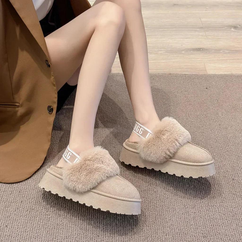 2024 new winter snow boots for women - fur lined with thick fleece and warm cotton