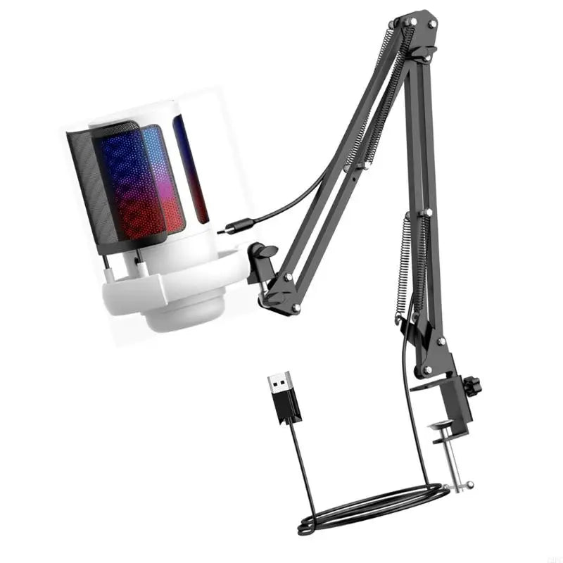 SZ Gaming USB Microphone 30Hz~16kHz Frequency for PC with Boom Arm and LED Lighting for Immersive Streaming Experience