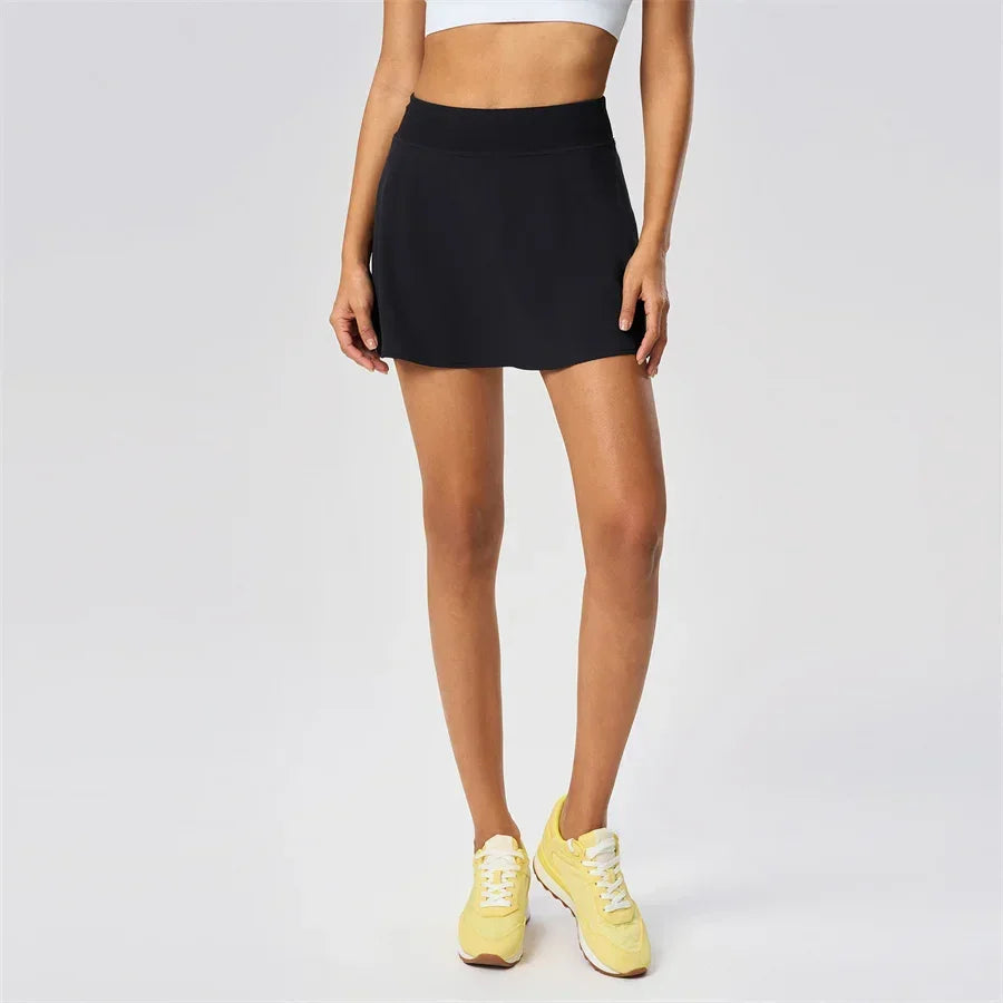 Women Sports Skorts High Waist Tennis Skirt With Pocket Fitness Running Athletic Golf Culotte Gym Sportswear Shorts