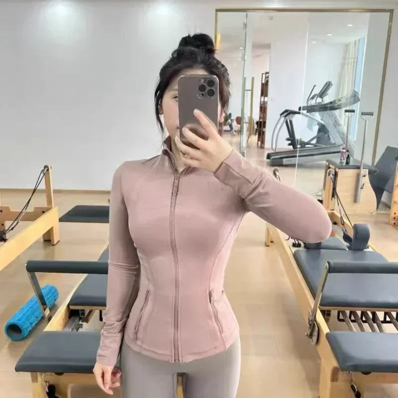 Women Define Hip Length Running Jacket Buttery-soft Weightless Four-way Stretch Sportswear Slim Fit Yoga  Athletic Jackets