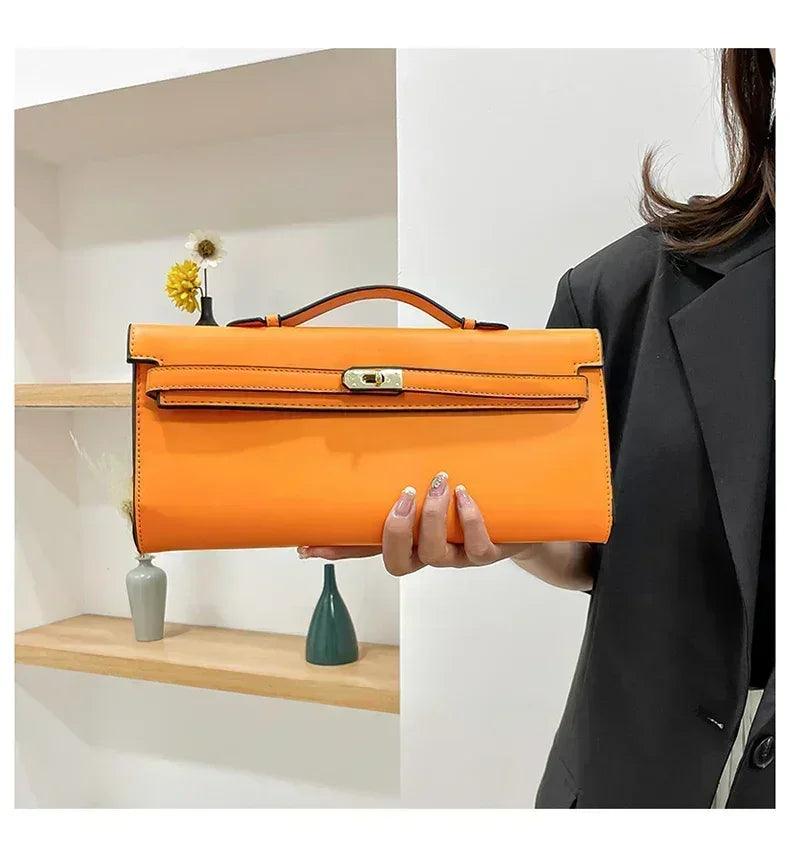 Elegant classic leather handbag for ladies - with inner compartments high quality by famous designer brand