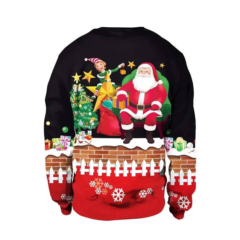 2024 Women Ugly Christmas Sweatshirt Funny Dog Head Pullovers Hoodie Humping Reindeer Climax Christmas Clothes