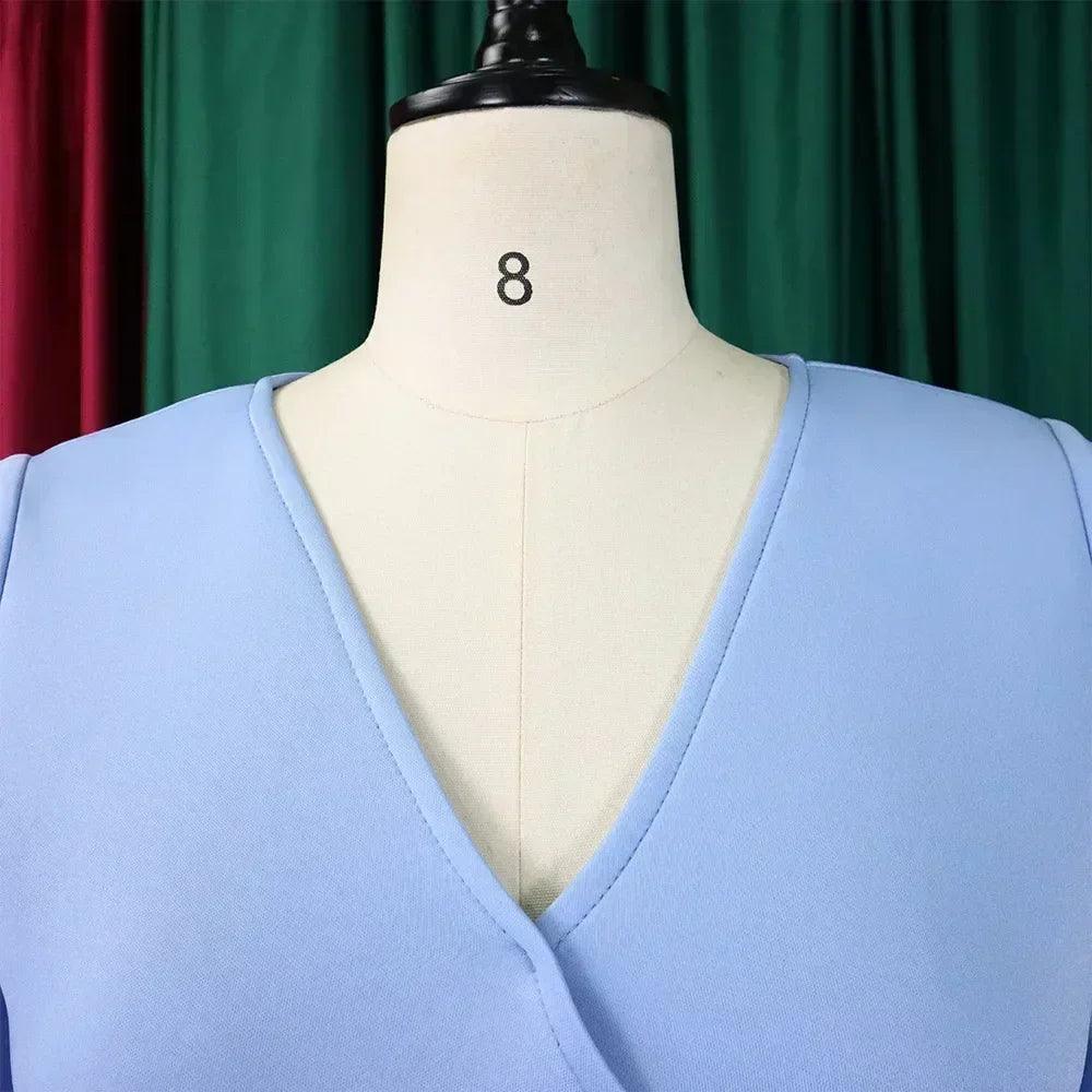 Elegant party dresses for women v neck ruffles sleeve high waisted pleated mid calf luxury birthday dinner vestidos