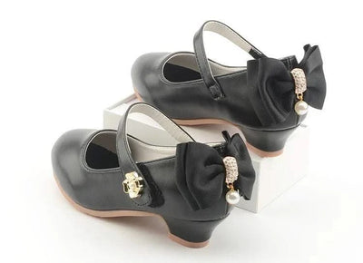 Children Leather Bowknot High Heel Girls Shoes | Princess Shoes | Casual Shoes for Kids(27-38) | Party | Dance Performance | Fancy dress Sandals