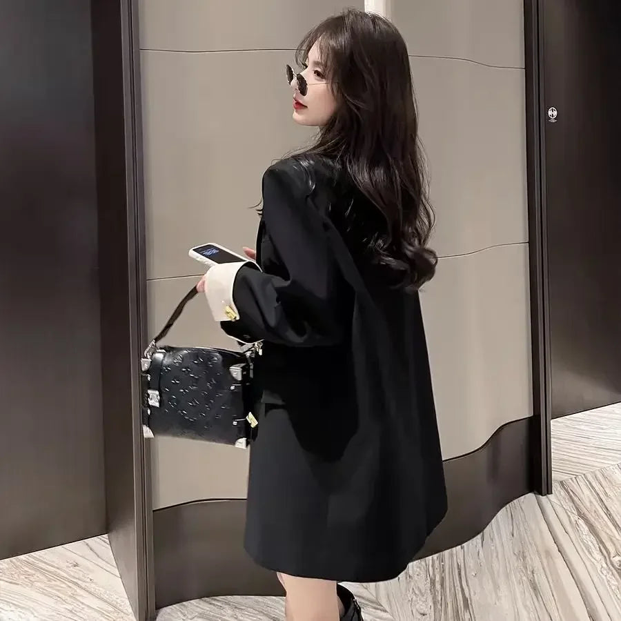 Outerwears Solid Jacket Spring Autumn Coats for Women Black Long Blazer Woman Youthful Clothes High Quality 2025 New in Arrivals