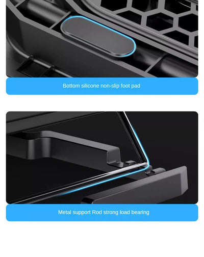 12-17 Inch Laptop Cooling Pad - 6 Quiet Fans Portable Air Cooler for Notebook Gaming with Stable Stand USB