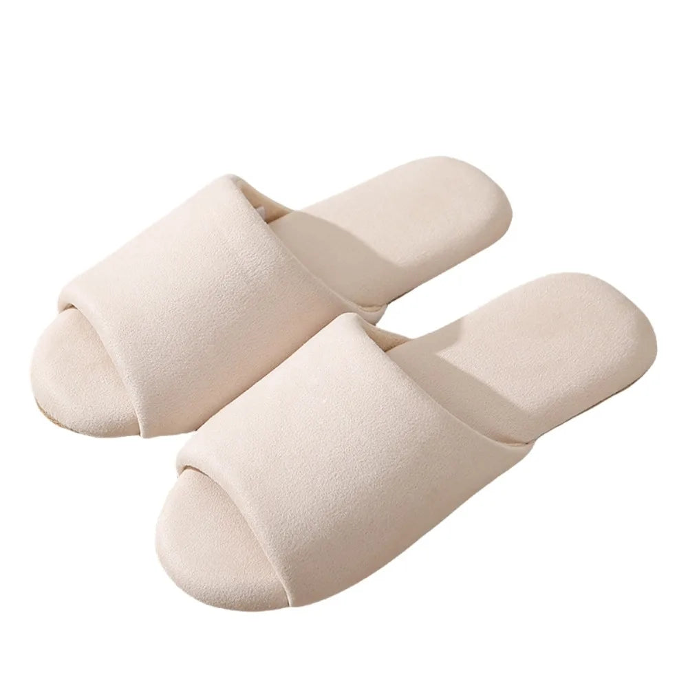 Fashion Japanese Style Suede Nap Slippers Open Toed Soft Silent Soles Slippers Casual House Shoes Indoor Slippers Women Female