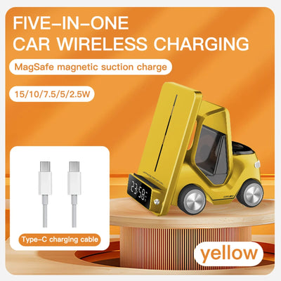 Wireless Charger Stand 5 In 1 Alarm Clock For IPhone 15 14 13 12 Pro Max 8 X XS XR iWatch 8 7 6 5 Airpods Fast Charging Station