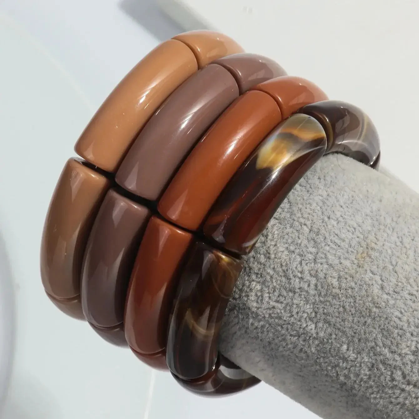 4 pieces/set Acrylic Colorful Brown Bamboo Chunky Bangles Set for Women Resin Statement Bracelet Bangle 2025 Jewelry Gifts
