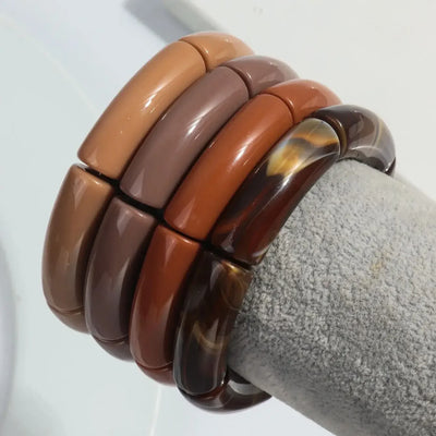 4 pieces/set Acrylic Colorful Brown Bamboo Chunky Bangles Set for Women Resin Statement Bracelet Bangle 2025 Jewelry Gifts