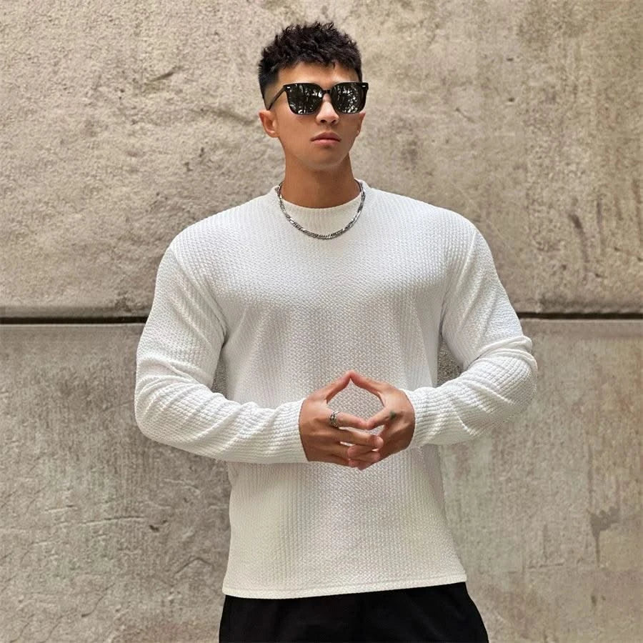 New Long Sleeve t shirt for Men Autumn Fashion Cotton Solid Color t-shirts Cozy Streetwear Men's t-shirt 3XL Baggy Korean Trendy